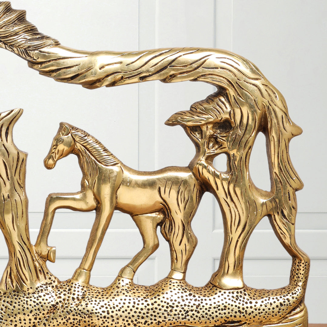 Brass Modern Horse Showpiece (12 Inch)