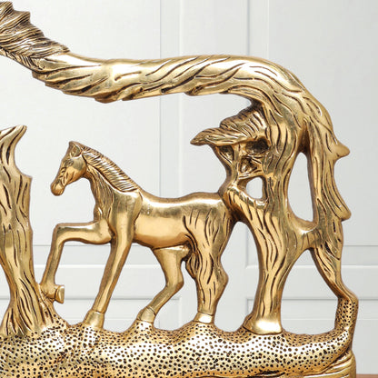 Brass Modern Horse Showpiece (12 Inch)