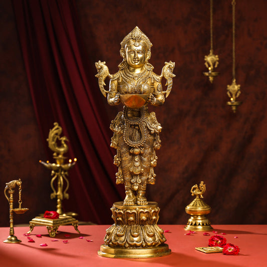 Brass Deep Lakshmi Idol