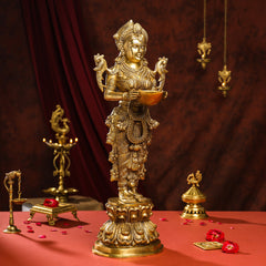 Brass Deep Lakshmi Idol