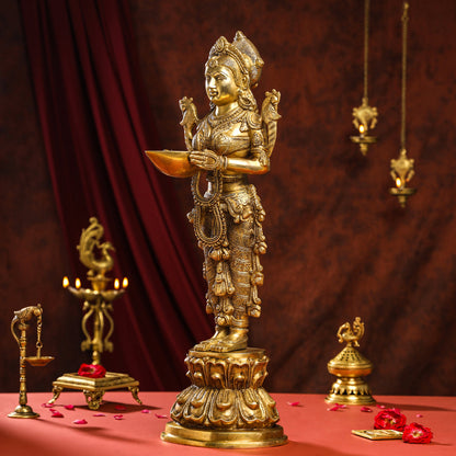 Brass Deep Lakshmi Idol