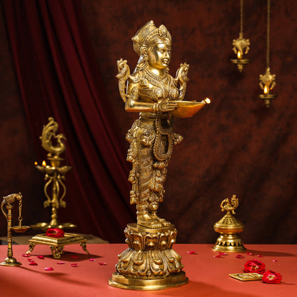 Brass Deep Lakshmi Idol