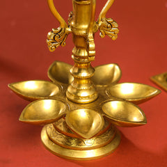 Brass Twelve Petal Peacock Long Lamp (20 Inch)