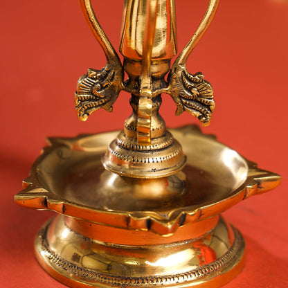 Brass Ten Petal Peacock Long Lamp (14 Inch)