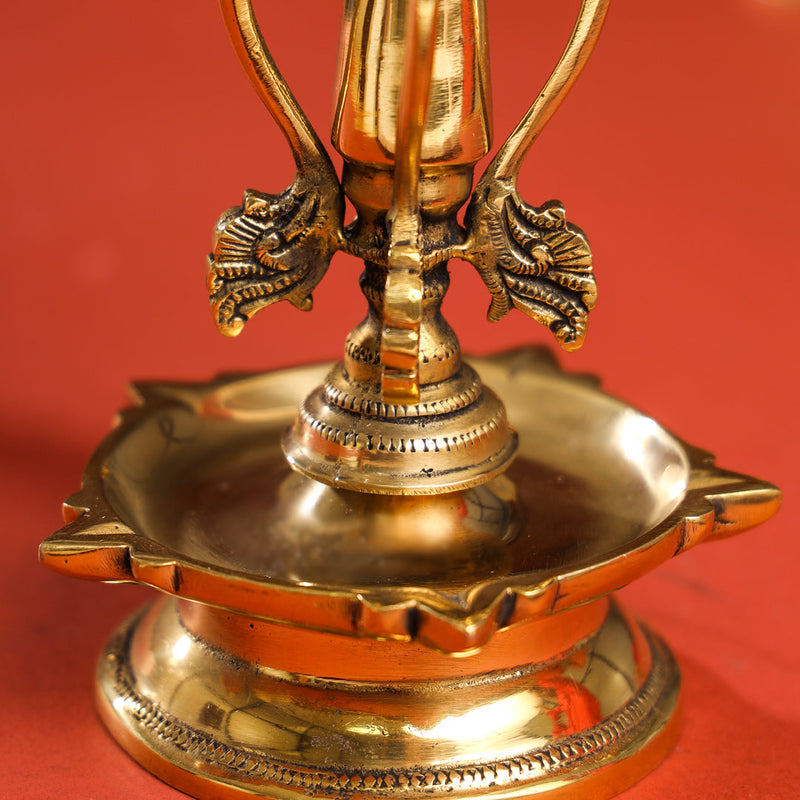 Brass Ten Petal Peacock Long Lamp (14 Inch)