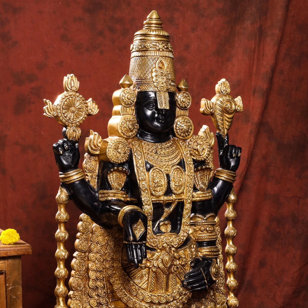 Brass Tirupati Balaji/Venkateshwar Idol (38 Inch)