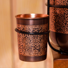 Copper Premium Water Dispenser with Glass & Stand (12 Inch)