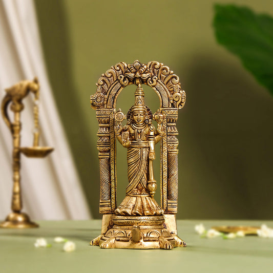 Brass Lord Vishnu Idol On Tortoise (8 Inch)