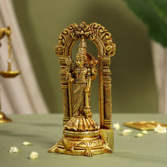 Brass Lord Vishnu Idol On Tortoise (8 Inch)