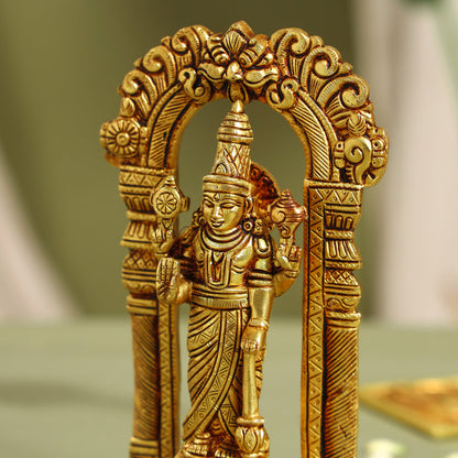 Brass Lord Vishnu Idol On Tortoise (8 Inch)
