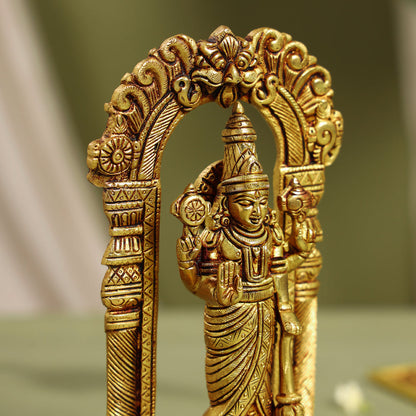 Brass Lord Vishnu Idol On Tortoise (8 Inch)