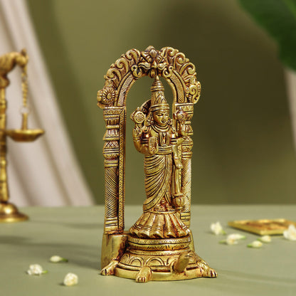 Brass Lord Vishnu Idol On Tortoise (8 Inch)