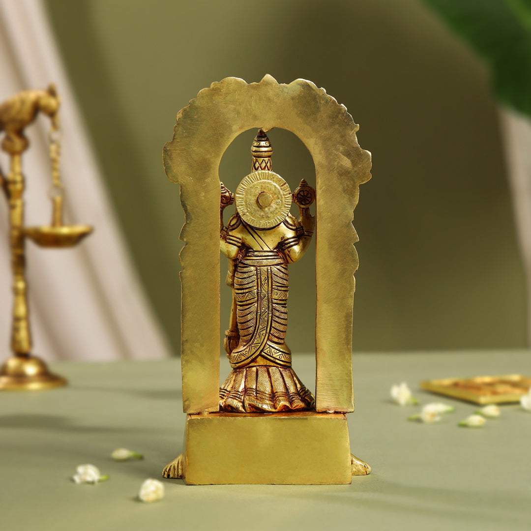 Brass Lord Vishnu Idol On Tortoise (8 Inch)