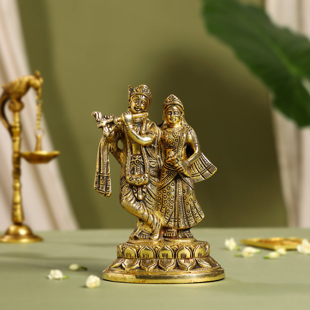 Brass Radha Krishna Idol (7 Inch)