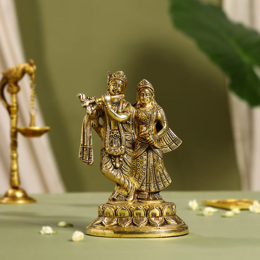 Brass Radha Krishna Idol (7 Inch)