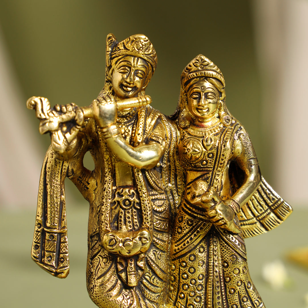 Brass Radha Krishna Idol (7 Inch)