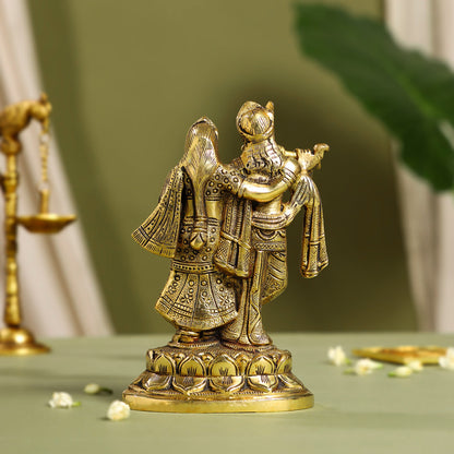 Brass Radha Krishna Idol (7 Inch)