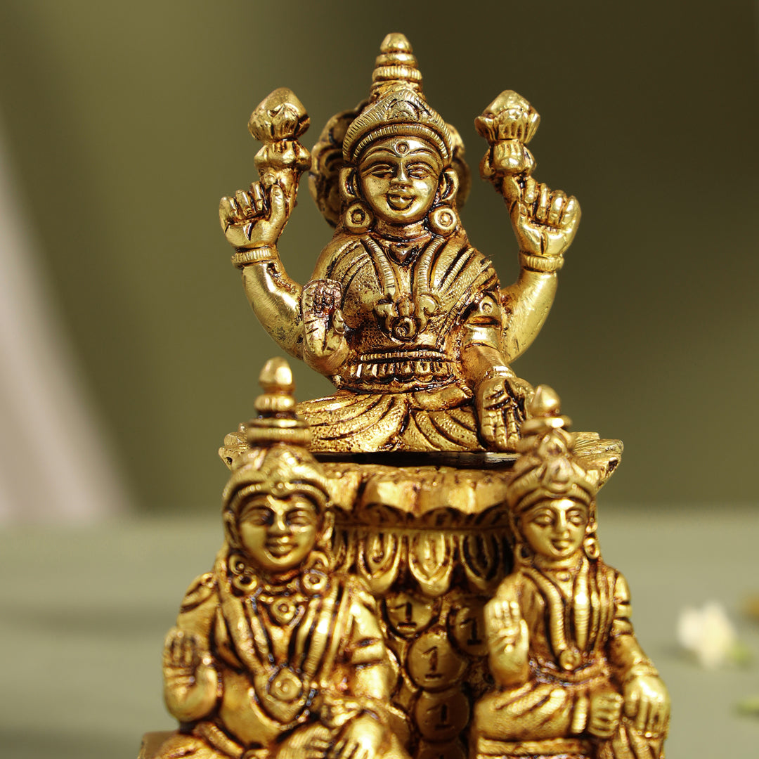 Brass Lakshmi, Kuber Statue With Chitralekha (6.2 Inch)
