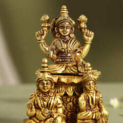 Brass Lakshmi, Kuber Statue With Chitralekha (6.2 Inch)