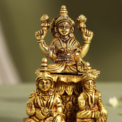 Brass Lakshmi, Kuber Statue With Chitralekha (6.2 Inch)