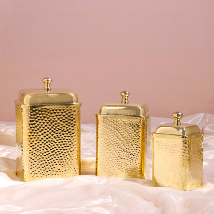 Brass Hammered Containers Set