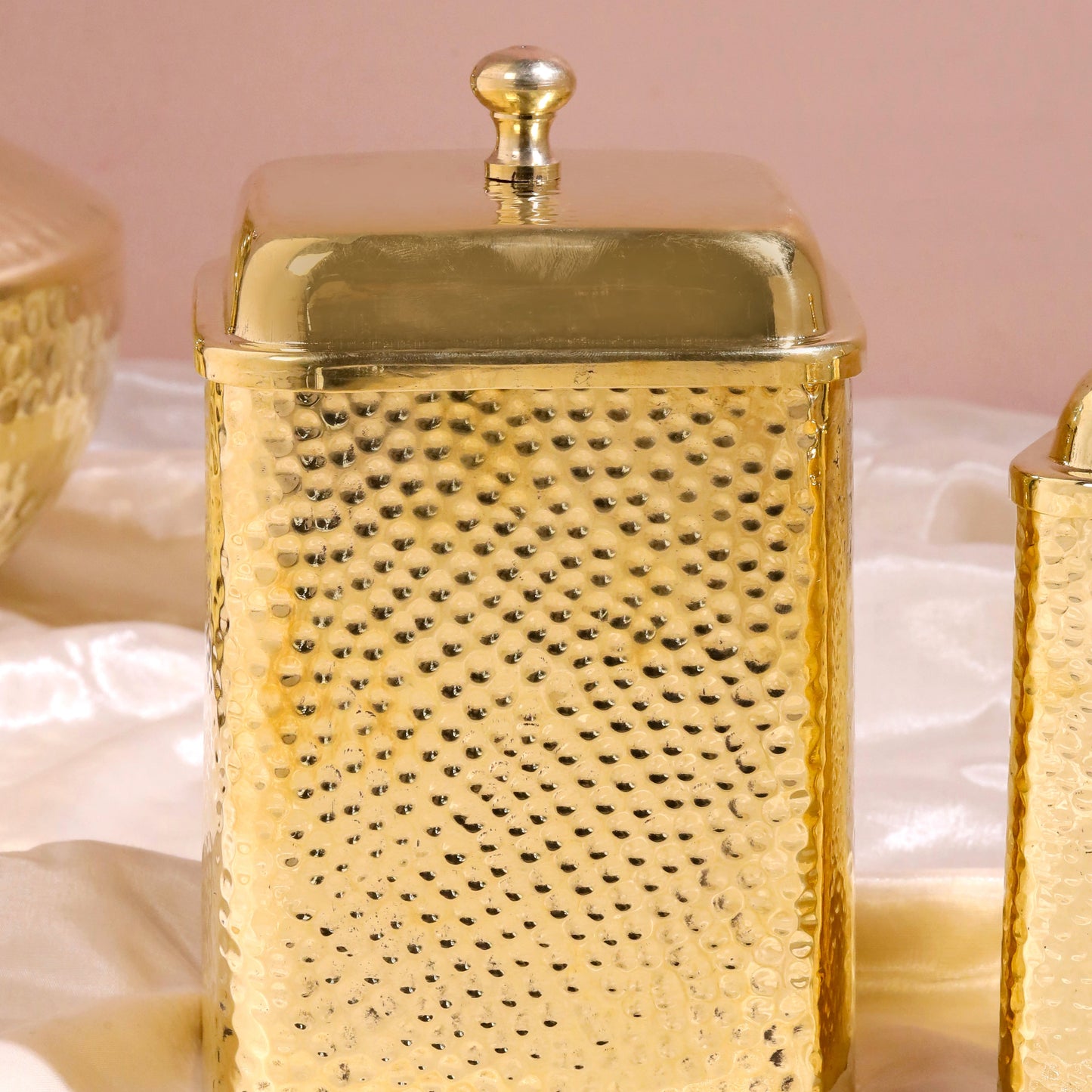 Brass Hammered Containers Set