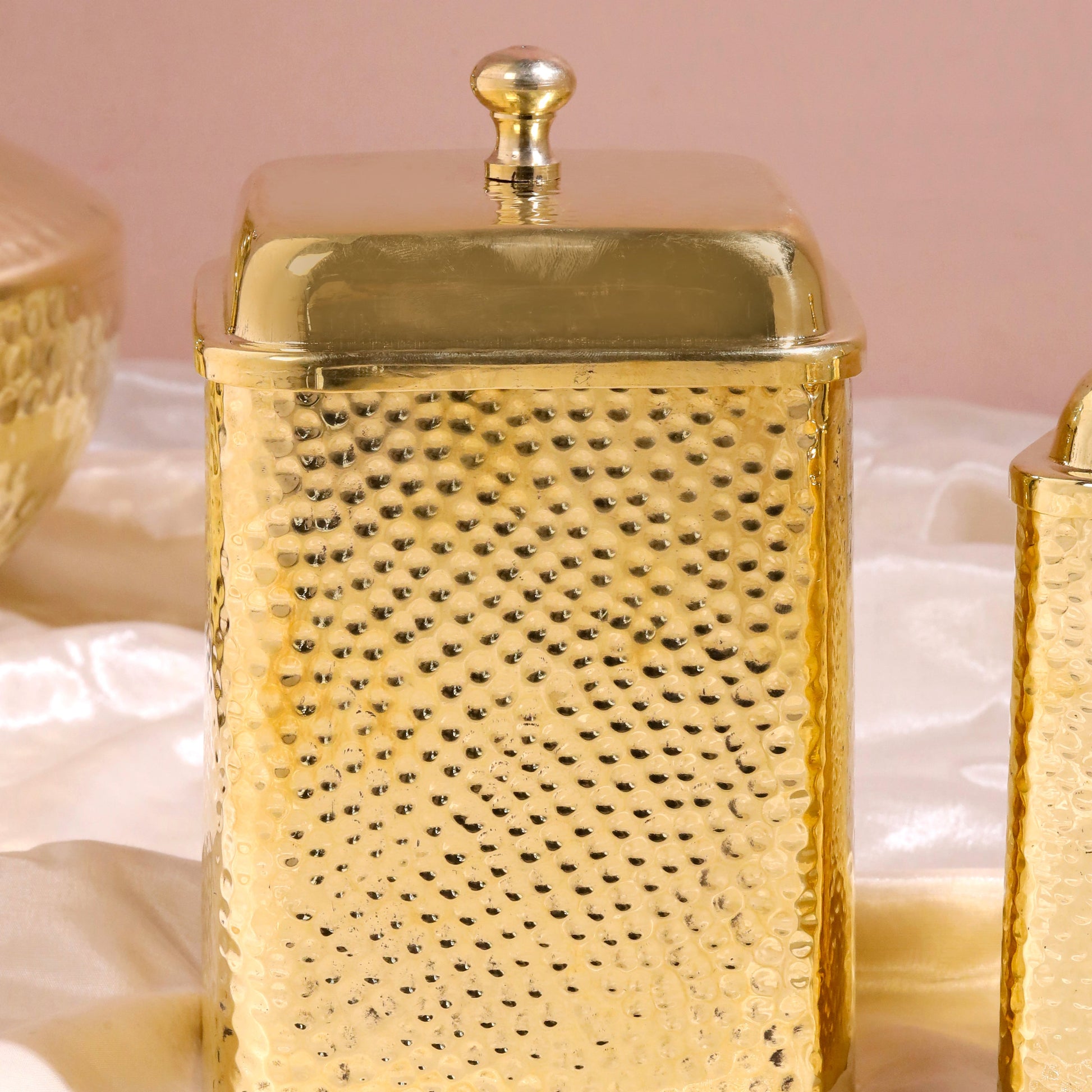 Brass Hammered Containers Set