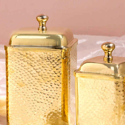 Brass Hammered Containers Set