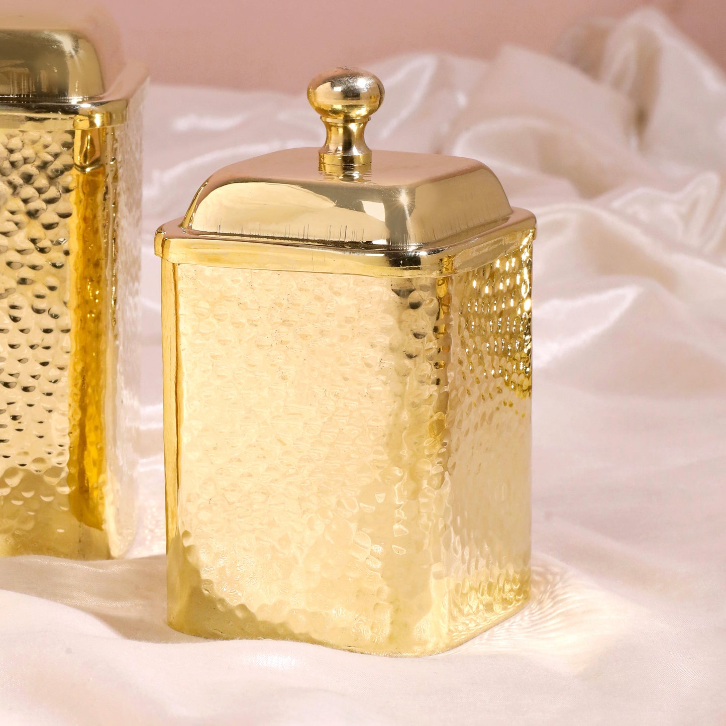 Brass Hammered Containers Set