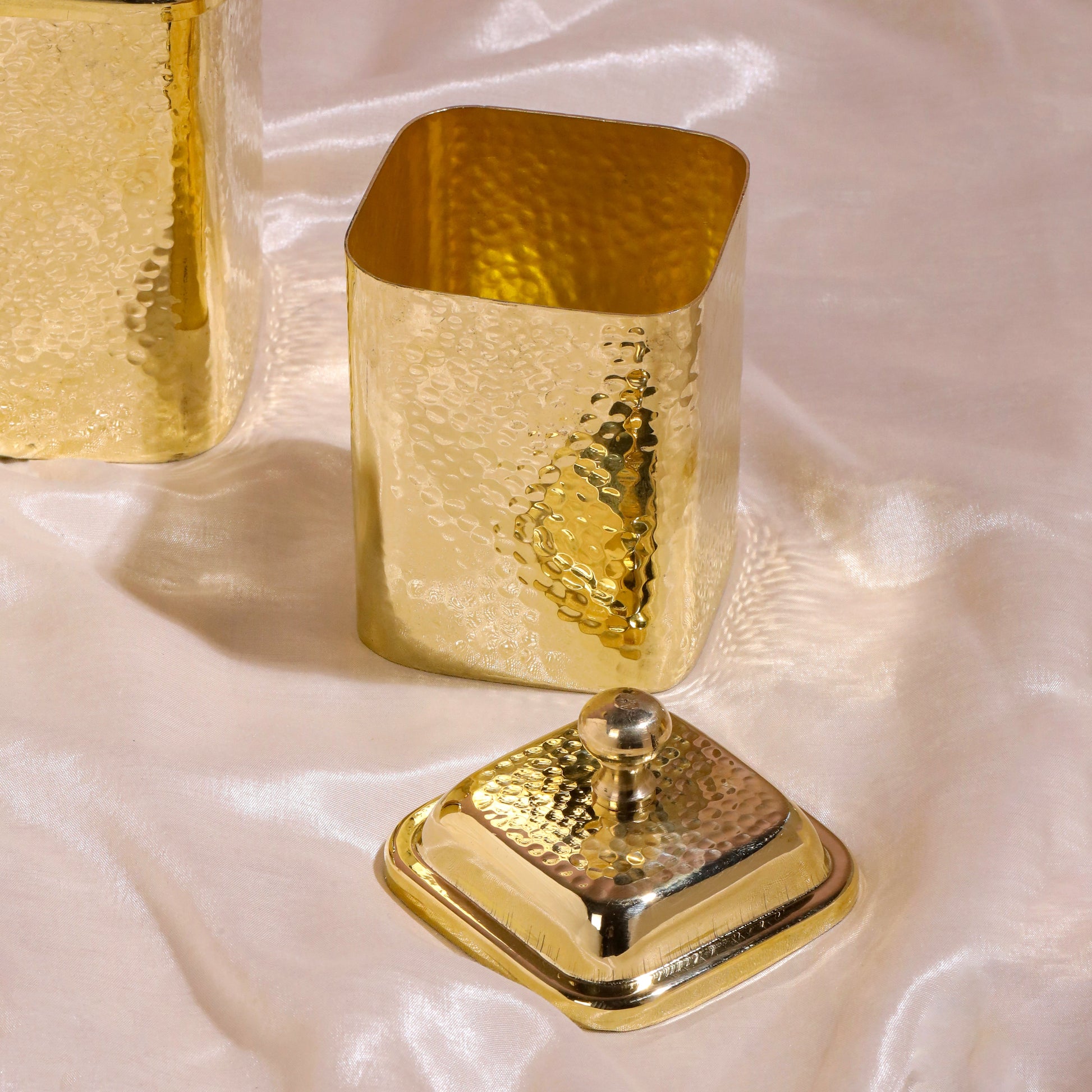 Brass Hammered Containers Set