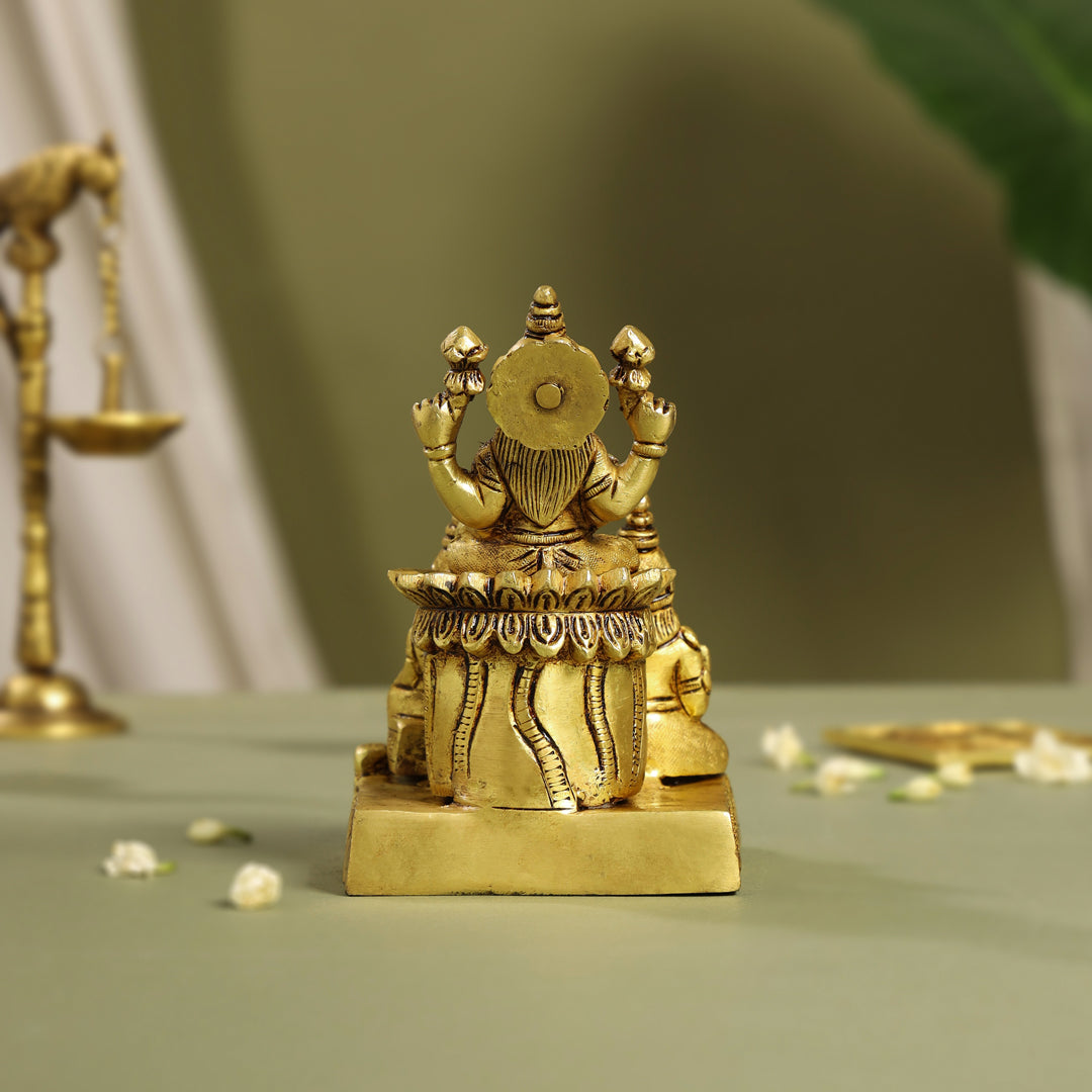 Brass Lakshmi, Kuber Statue With Chitralekha (6.2 Inch)