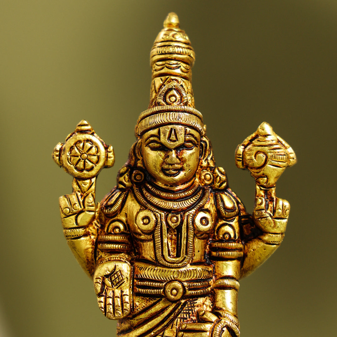 Brass Tirupati Balaji/Venkateshwar Idol Table Top
