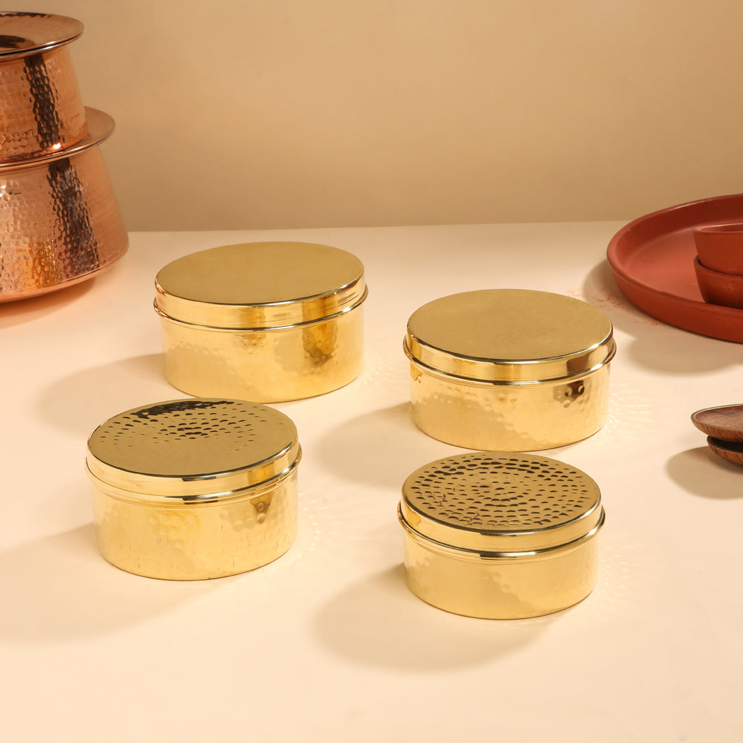 Brass Ladoo Box With Lid
