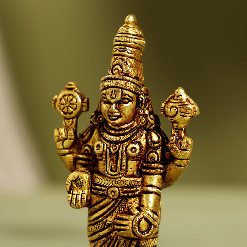 Brass Tirupati Balaji/Venkateshwar Idol Table Top