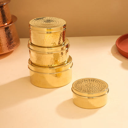 Brass Ladoo Box With Lid