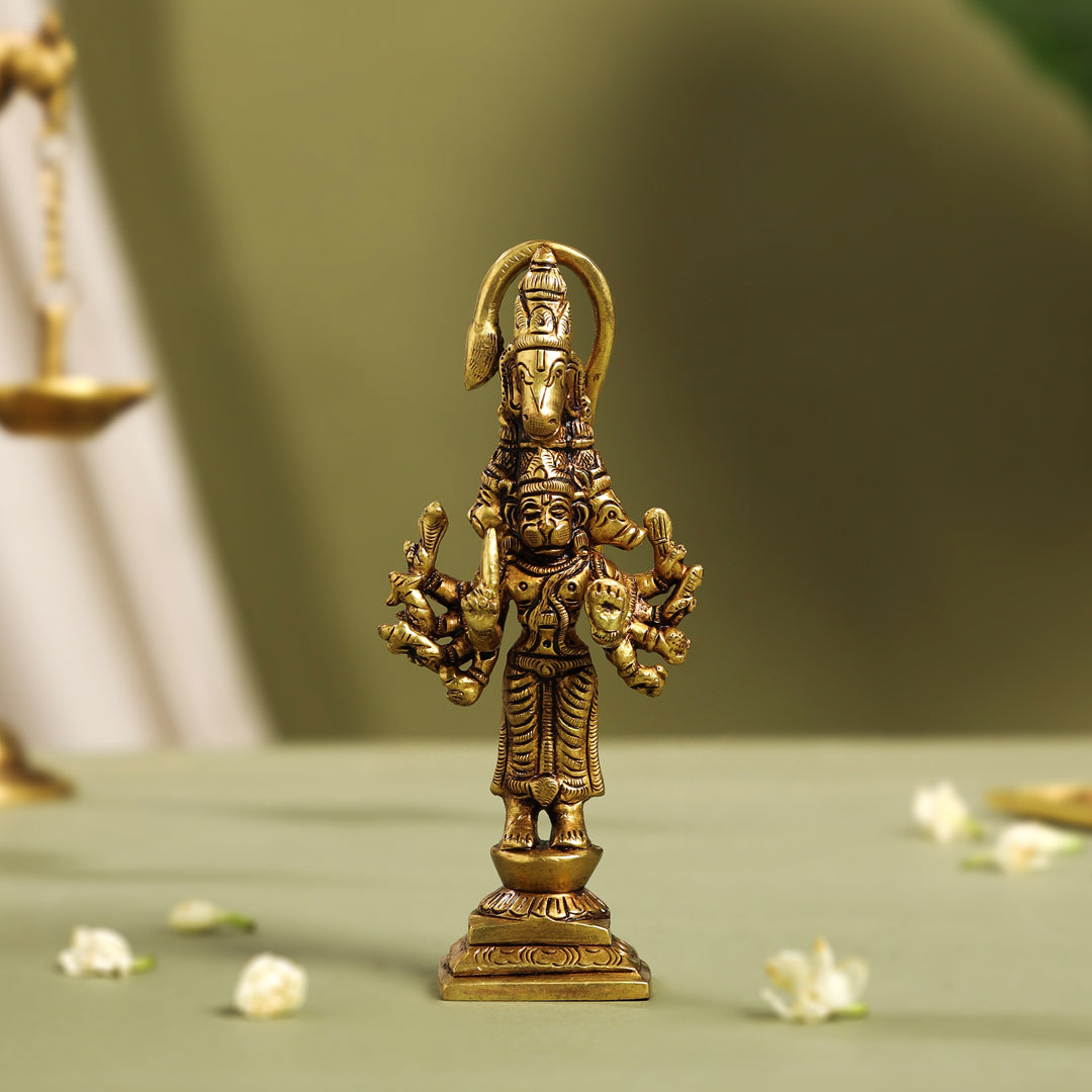 Brass Superfine Panchmukhi Hanuman Idol (5.5 Inch)
