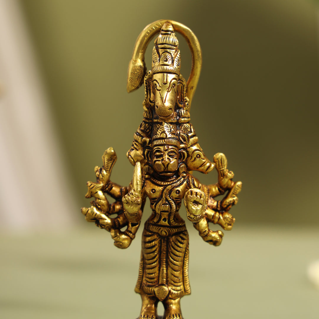 Brass Superfine Panchmukhi Hanuman Idol (5.5 Inch)