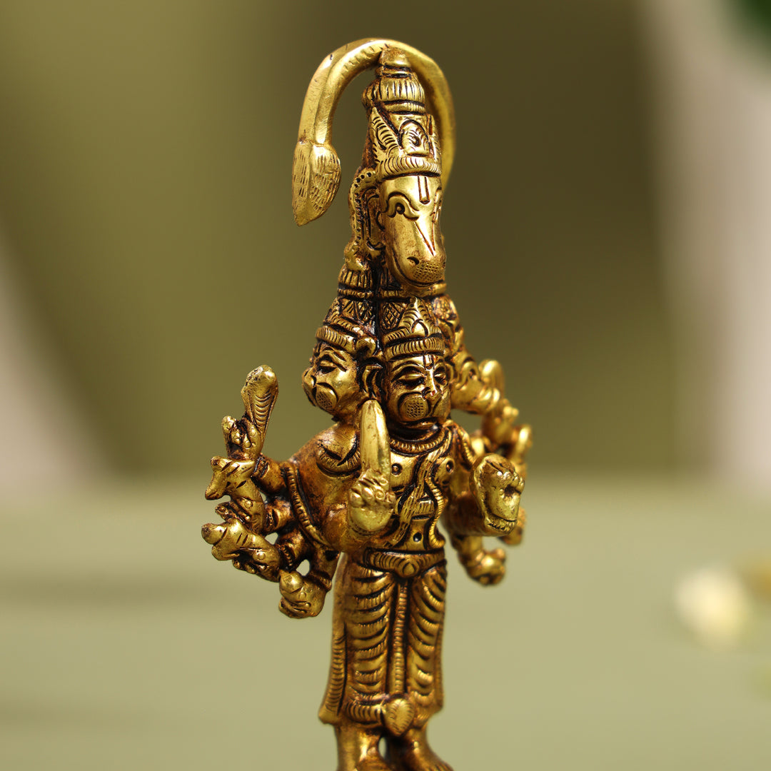Brass Superfine Panchmukhi Hanuman Idol (5.5 Inch)