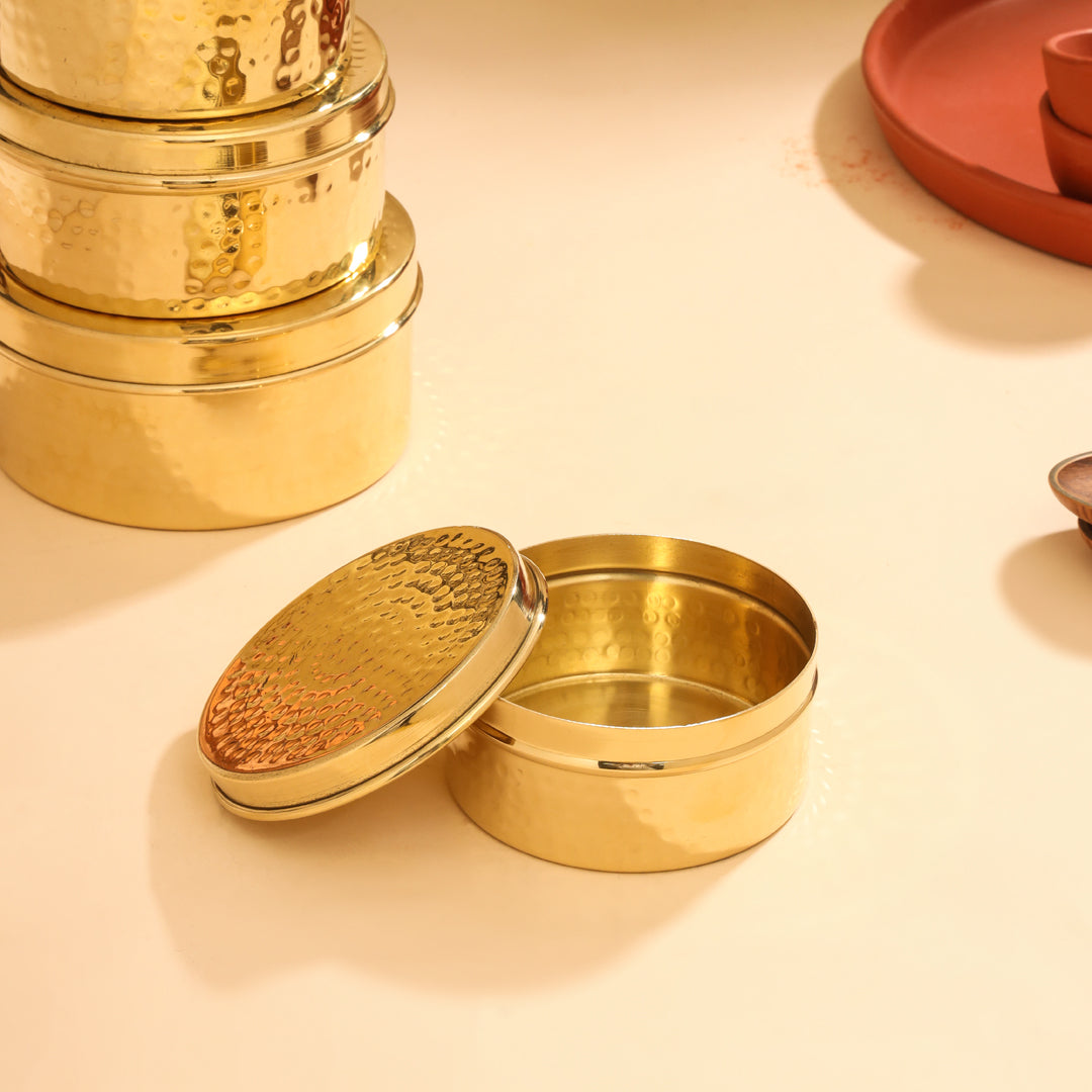 Brass Ladoo Box With Lid