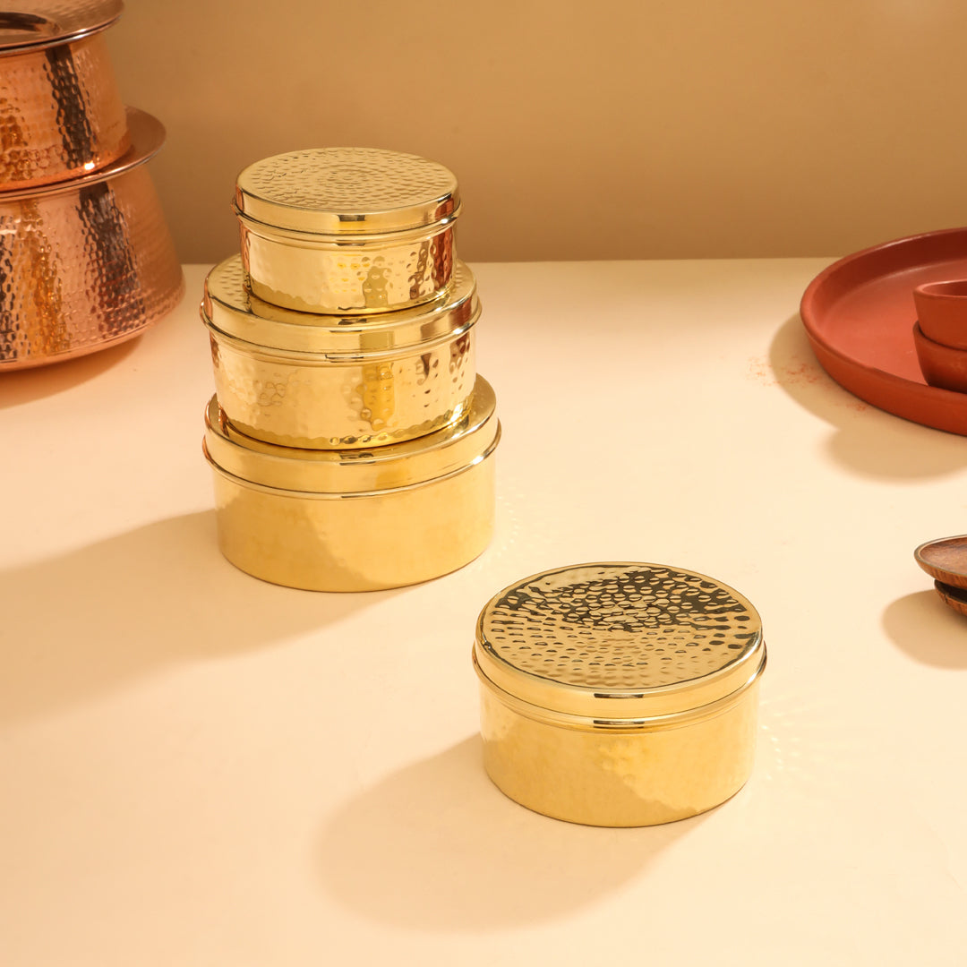 Brass Ladoo Box With Lid