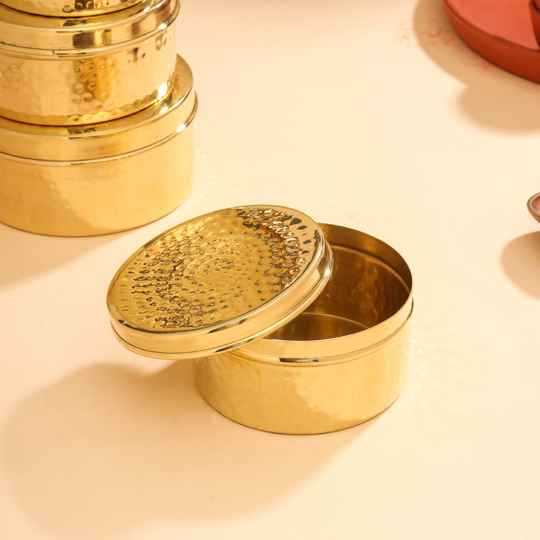 Brass Ladoo Box With Lid