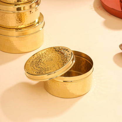 Brass Ladoo Box With Lid