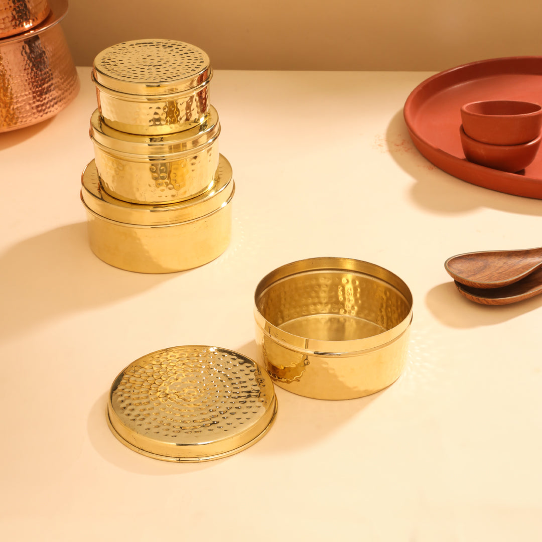 Brass Ladoo Box With Lid