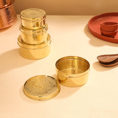 Brass Ladoo Box With Lid