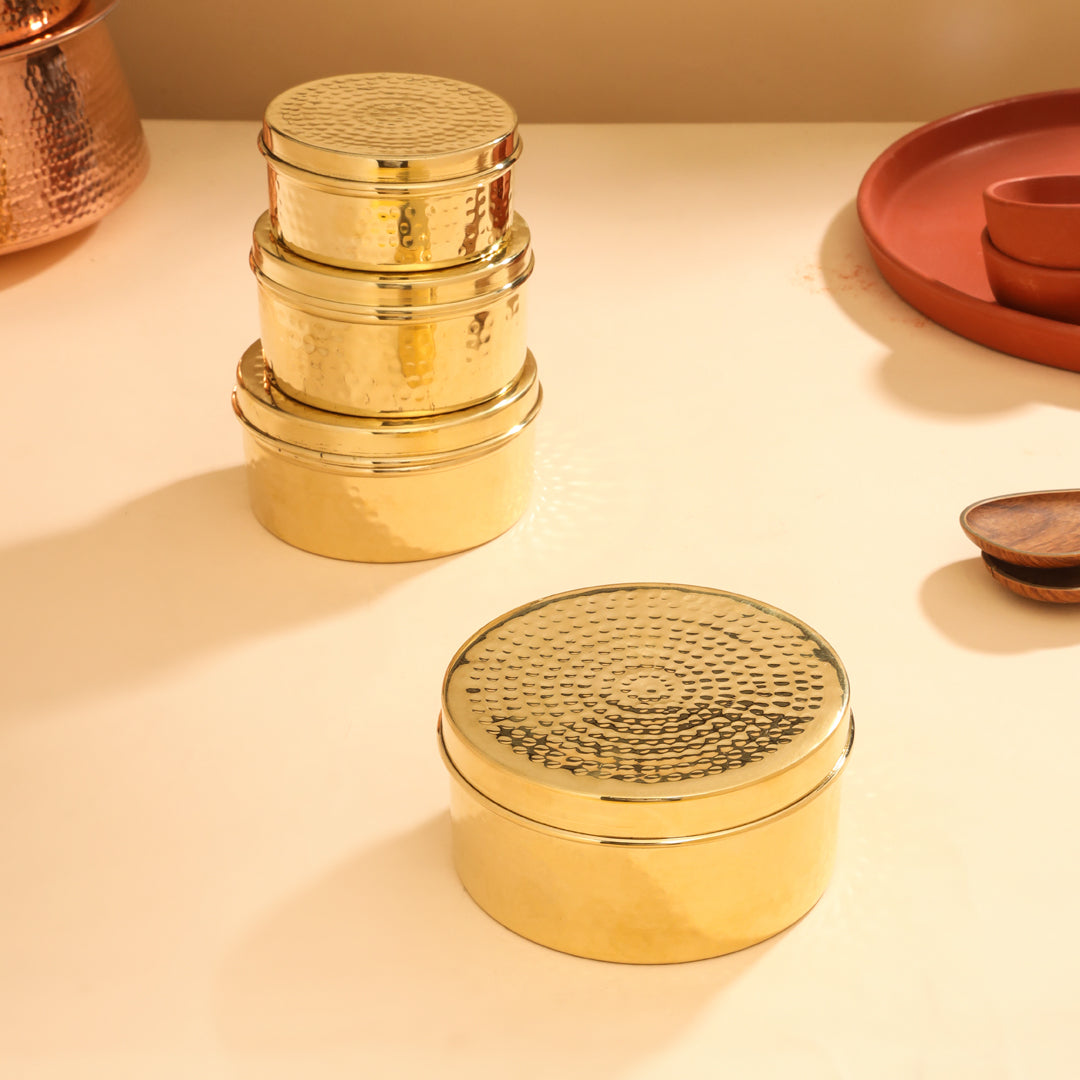 Brass Ladoo Box With Lid