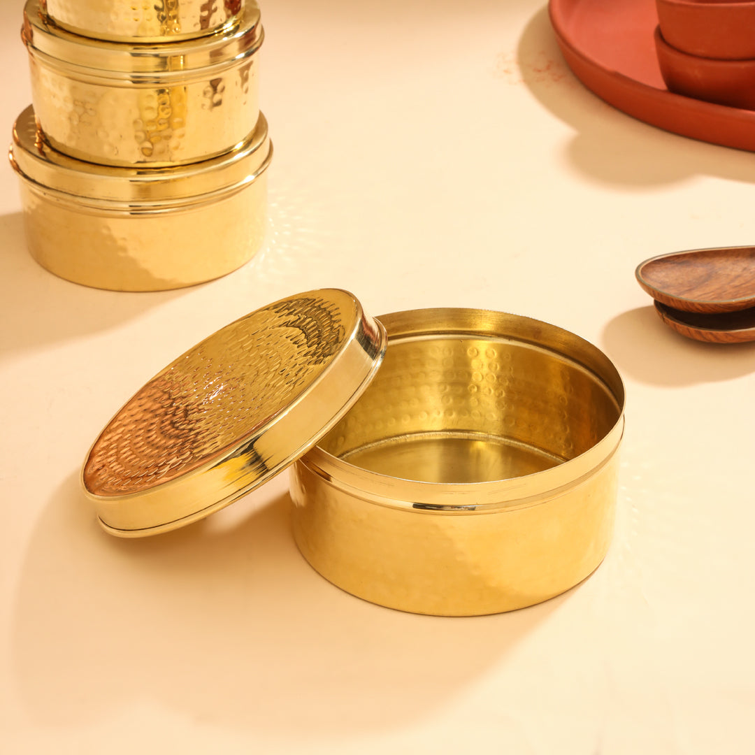 Brass Ladoo Box With Lid