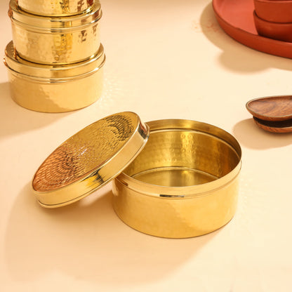 Brass Ladoo Box With Lid