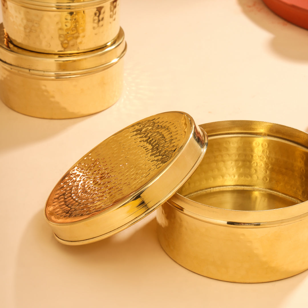 Brass Ladoo Box With Lid