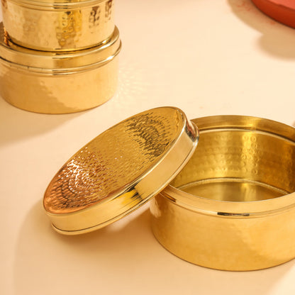 Brass Ladoo Box With Lid