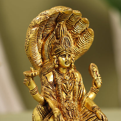 Brass Sitting Lord Vishnu Idol (7.6 Inch)